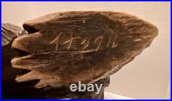 Japanese bear and salmon native Ainu Folk Art Sculpture 19 Vintage Carved Wood