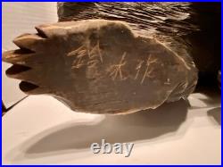 Japanese bear and salmon native Ainu Folk Art Sculpture 19 Vintage Carved Wood