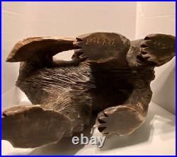 Japanese bear and salmon native Ainu Folk Art Sculpture 19 Vintage Carved Wood