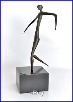 Jere Vtg Mid Century Modern Brutalist Bronze Wood Woman Table Sculpture Aubock