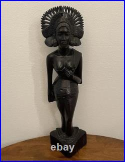 LARGE 25 Vintage Wood Carved Balinese Bali Janger Dancer Woman Sculpture Statue