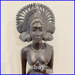 LARGE 25 Vintage Wood Carved Balinese Bali Janger Dancer Woman Sculpture Statue