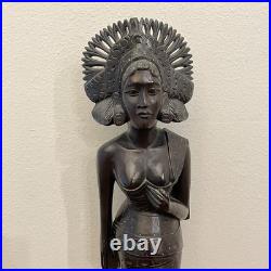 LARGE 25 Vintage Wood Carved Balinese Bali Janger Dancer Woman Sculpture Statue