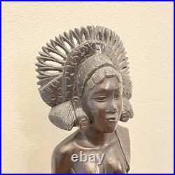 LARGE 25 Vintage Wood Carved Balinese Bali Janger Dancer Woman Sculpture Statue