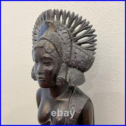 LARGE 25 Vintage Wood Carved Balinese Bali Janger Dancer Woman Sculpture Statue