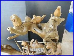 LARGE Antique Hand Carved Wood Sculpture Kalinga Warriors Ifugao Hunters Animals