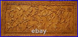 LARGE Vintage ABNER Afro-Haitian Wood Carving Wall Art Dancers and Musicians