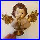 LARGE Vintage Winged Angel Putto Cherub Religious Wings Sculpture Santos Trumpet