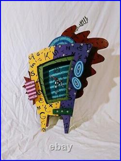 LARGE vintage 90's ADDISON PAIGE Abstract Modern CLOCK sculpture MTV Big Time TV