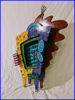 LARGE vintage 90's ADDISON PAIGE Abstract Modern CLOCK sculpture MTV Big Time TV