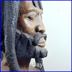 LARGER Than Life Hand Carved Wood Bob Marley Bust Vintage Rasta Sculpture LARGER Than Life Hand Carved Wood Bob Marley Bust Vintage Rasta Sculpture