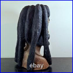 LARGER Than Life Hand Carved Wood Bob Marley Bust Vintage Rasta Sculpture