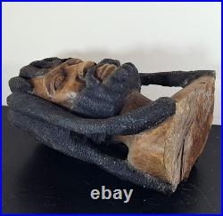 LARGER Than Life Hand Carved Wood Bob Marley Bust Vintage Rasta Sculpture