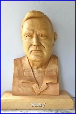 LG 18 Vintage LARRY NOWELL Hand Carved Tennessee Appalachian Wood Carver Bust