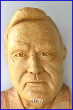 LG 18 Vintage LARRY NOWELL Hand Carved Tennessee Appalachian Wood Carver Bust