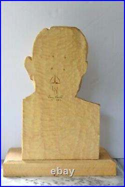 LG 18 Vintage LARRY NOWELL Hand Carved Tennessee Appalachian Wood Carver Bust