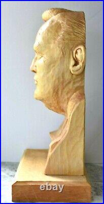 LG 18 Vintage LARRY NOWELL Hand Carved Tennessee Appalachian Wood Carver Bust