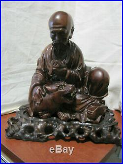LG vintage (antique) chinese  wood carving of man and tiger