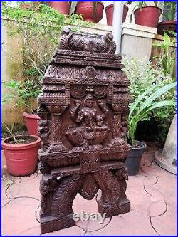 Lakshmi Statue Kavadi Hindu Temple Gopuram Wooden Sculpture Vintage Wall Panel 