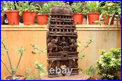 Lakshmi Statue Wooden Wall Panel Kavadi Temple Sculpture Vintage Home Decor Rare