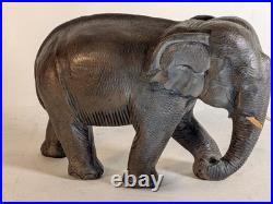 Large 19 ELEPHANT Hand carved textured Solid WOOD Sculpture Vintage folk art