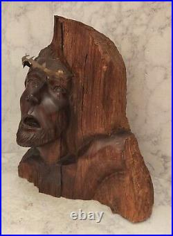 # Large Antique Vintage Solid Wood Hand-carved Crucified Jesus Sculpture Bust