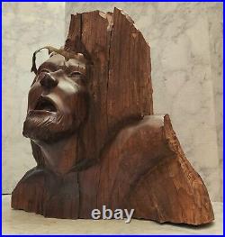 # Large Antique Vintage Solid Wood Hand-carved Crucified Jesus Sculpture Bust