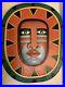 Large Colorful Wooden Sculpture Bas-Relief Abstract Face Wall Hanging 25 VTG