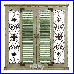 Large Distressed Vintage Shabby Window with Shutters Wood Metal Wall Panel Art