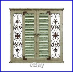 Large Distressed Vintage Shabby Window with Shutters Wood Metal Wall Panel Art