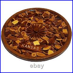 Large Kansas Sunflower Wood Sculpture Assemblage Mosaic Art Vintage KS Flower OO