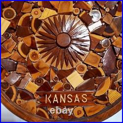 Large Kansas Sunflower Wood Sculpture Assemblage Mosaic Art Vintage KS Flower OO