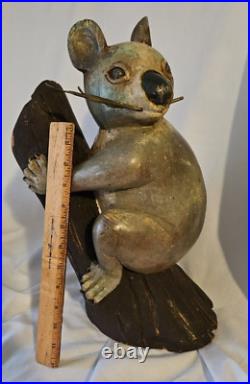 Large Koala Wood & Metal Sculpture Made in Italy 17 in Tall- Vintage