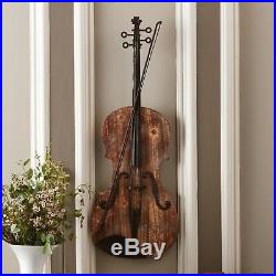 Large Musical Instrument Wall Decor Wood Metal Vintage Royal Rustic Old Violin