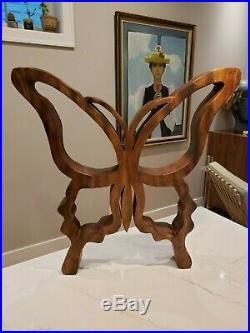 Large VTG Mid Century Modern Abstract Butterfly Wood Sculpture Folk Art