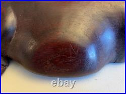 Large Vintage African Hard Wood Hand Carved Hippopotamus Sculpture 16