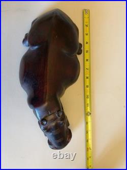 Large Vintage African Hard Wood Hand Carved Hippopotamus Sculpture 16