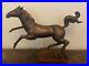 Large Vintage Bronze Sculpture Figurine Statue- Running Horse on Wood Base 21