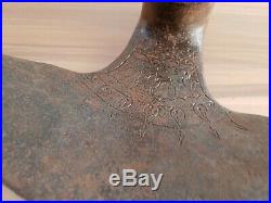 Large Vintage Engraved Hand Forged Adze Wood Carving Tool Rare! Nr. 17