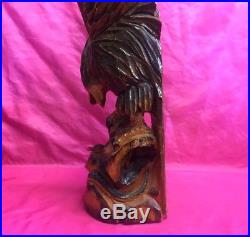 Large, Vintage Hand Carved EAGLE FIGHTING WITH A SNAKE Sculpture, Figurine L@@K