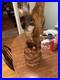 Large Vintage Hand Carved Wood American Eagle Vs Snake Sculpture Hand Made