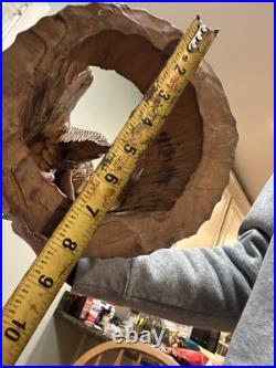 Large Vintage Hand Carved Wood American Eagle Vs Snake Sculpture Hand Made