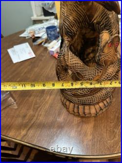 Large Vintage Hand Carved Wood American Eagle Vs Snake Sculpture Hand Made