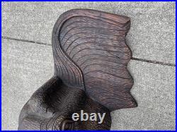 Large Vintage Hand Carved Wood Elephant Head Wall Sculpture 24 Tribal Folk Art