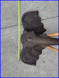 Large Vintage Hand Carved Wood Elephant Head Wall Sculpture 24 Tribal Folk Art
