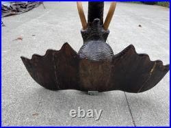Large Vintage Hand Carved Wood Elephant Head Wall Sculpture 24 Tribal Folk Art