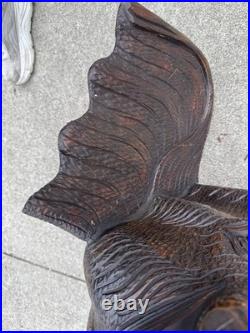 Large Vintage Hand Carved Wood Elephant Head Wall Sculpture 24 Tribal Folk Art