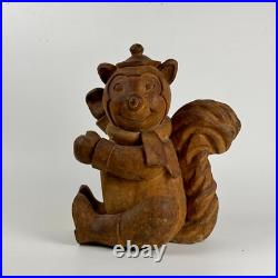 Large Vintage Hand Carved Wood Squirrel Mascot Sculpture, Early 20th Century