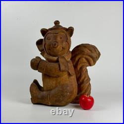 Large Vintage Hand Carved Wood Squirrel Mascot Sculpture, Early 20th Century