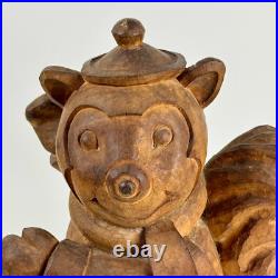 Large Vintage Hand Carved Wood Squirrel Mascot Sculpture, Early 20th Century